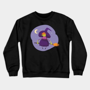 Witch Flying on Broomstick on a Starry Night Crewneck Sweatshirt